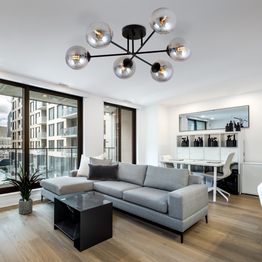 Lestenec na drogu ROMA 6xE14/10W/230V črna/dimna