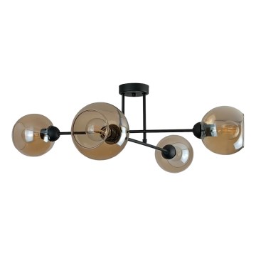 Lestenec na drogu VASCO 4xE27/60W/230V črna/dimna bež