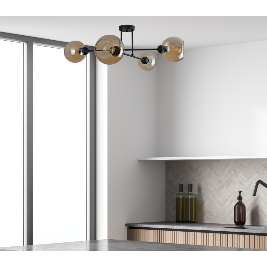 Lestenec na drogu VASCO 4xE27/60W/230V črna/dimna bež