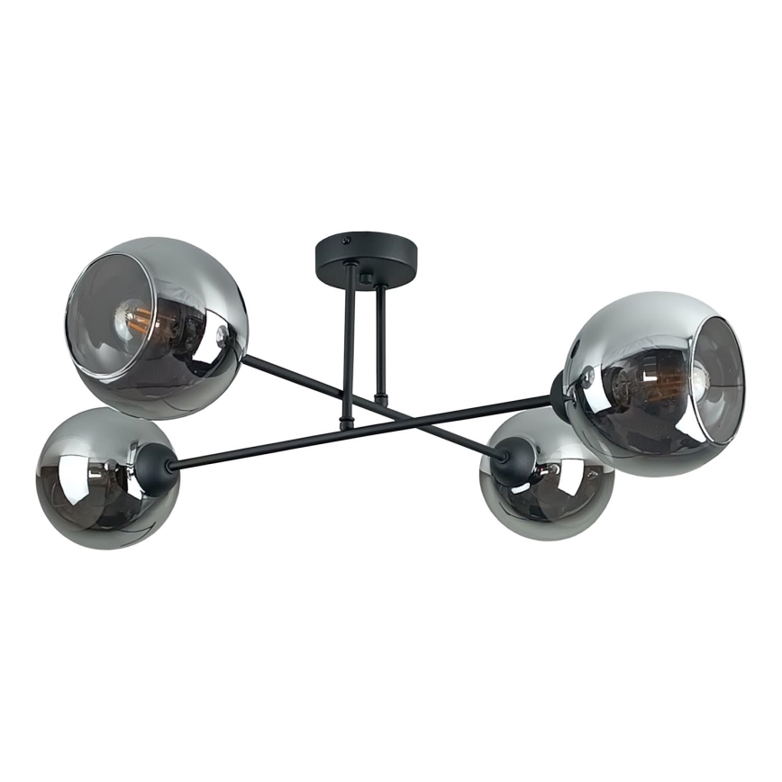Lestenec na drogu VASCO 4xE27/60W/230V črna/dimna črna