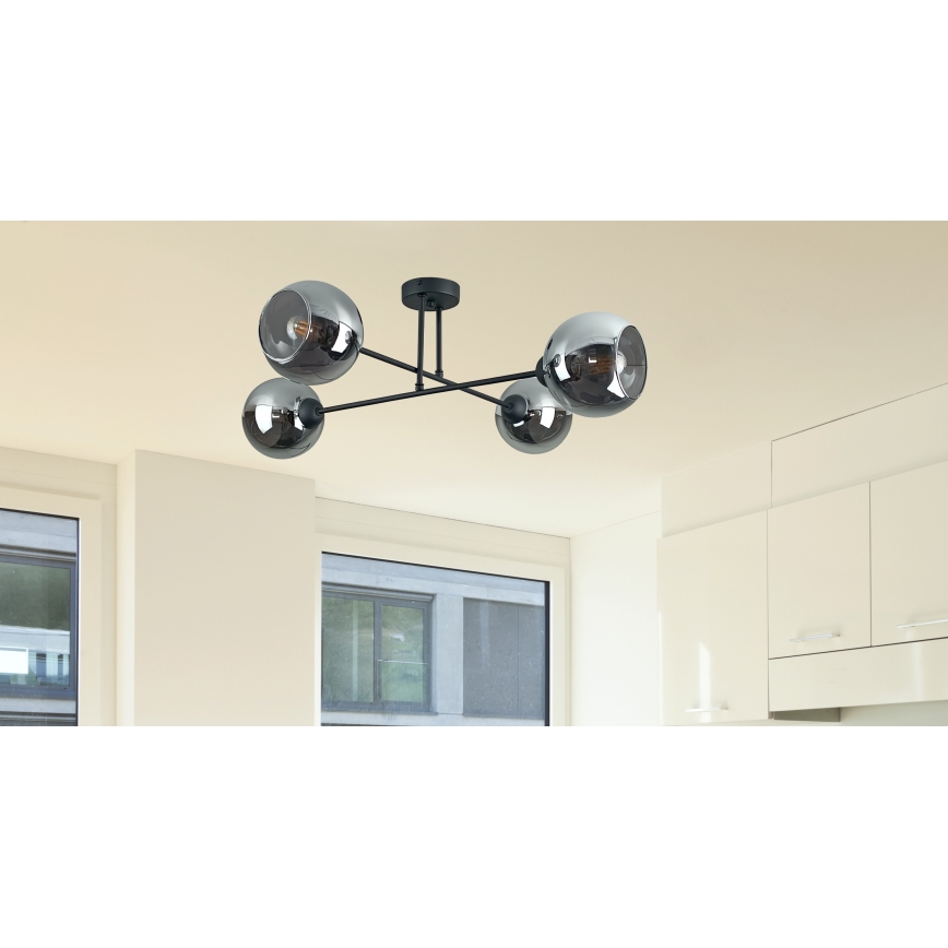 Lestenec na drogu VASCO 4xE27/60W/230V črna/dimna črna