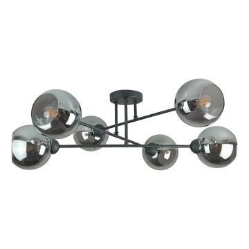 Lestenec na drogu VASCO 6xE27/60W/230V črna/dimna črna