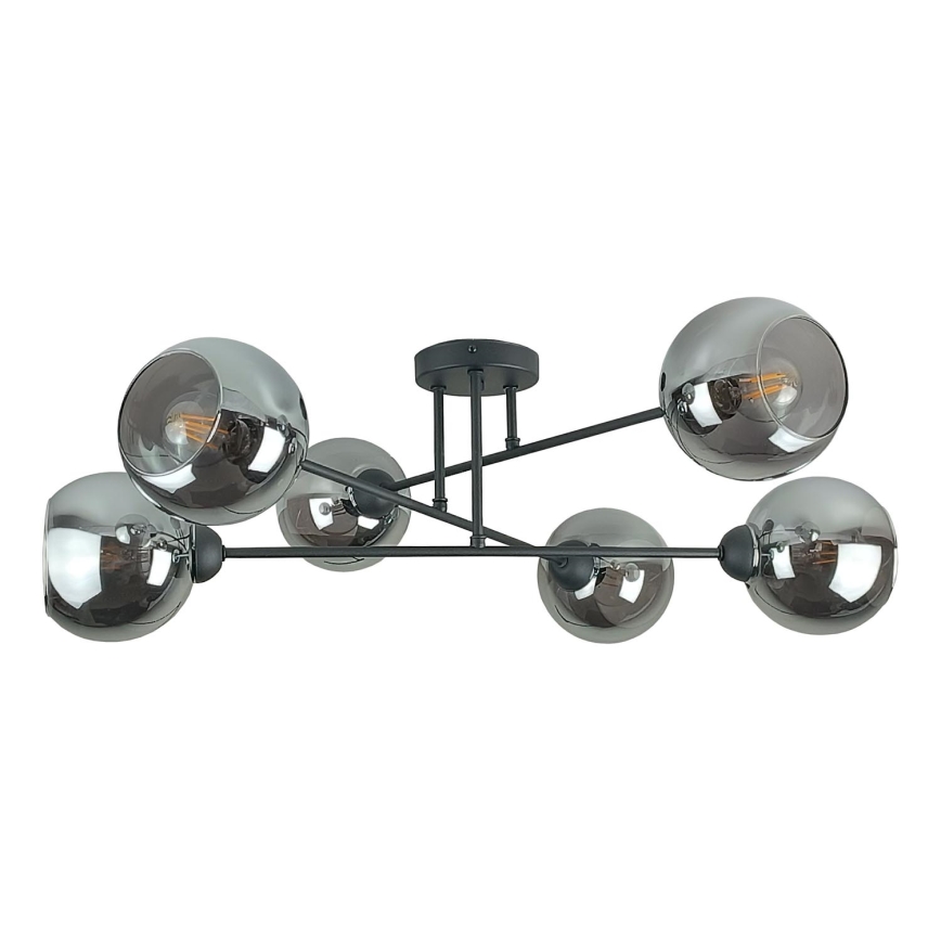 Lestenec na drogu VASCO 6xE27/60W/230V črna/dimna črna