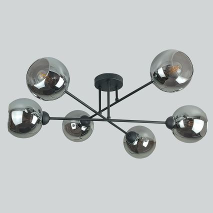 Lestenec na drogu VASCO 6xE27/60W/230V črna/dimna črna