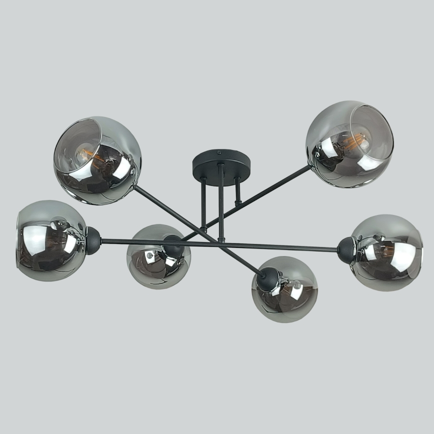 Lestenec na drogu VASCO 6xE27/60W/230V črna/dimna črna