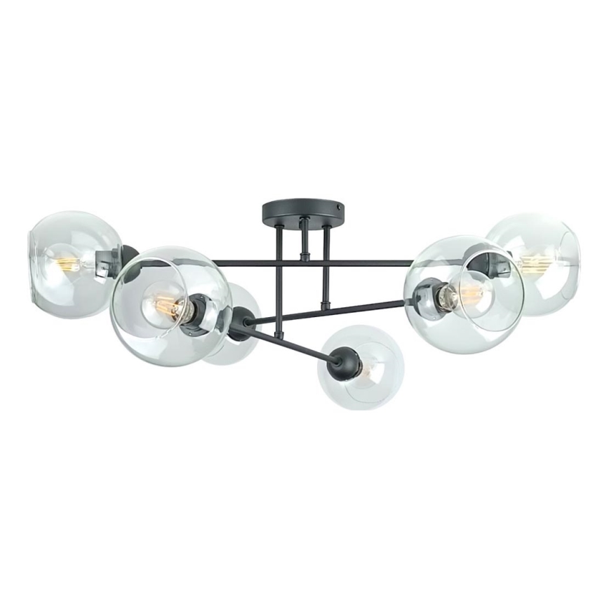 Lestenec na drogu VASCO 6xE27/60W/230V črna/prozorna