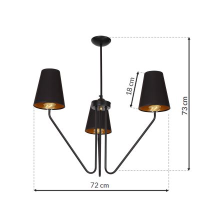 Lestenec na drogu VICTORIA 3xE27/60W/230V črna