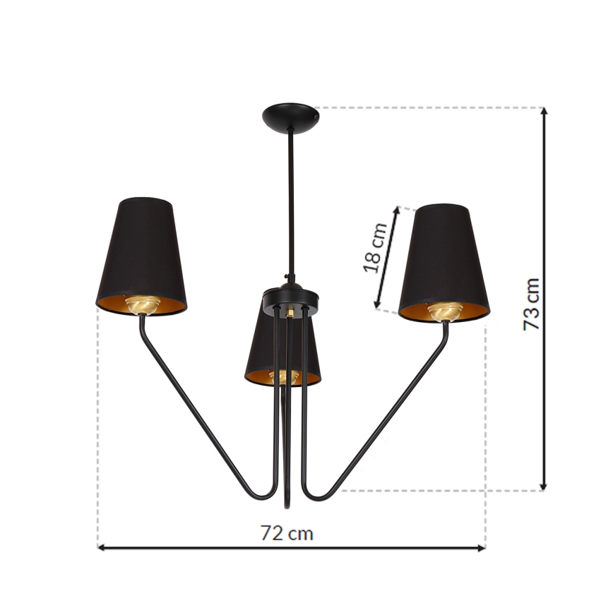 Lestenec na drogu VICTORIA 3xE27/60W/230V črna
