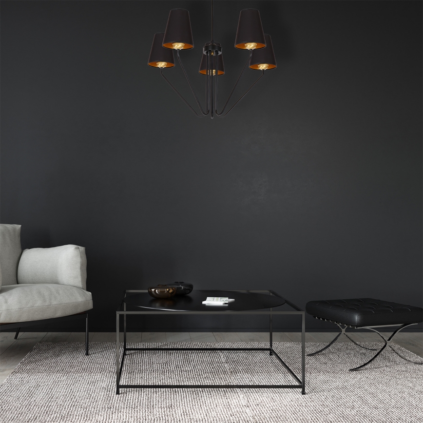 Lestenec na drogu VICTORIA 5xE27/60W/230V črna