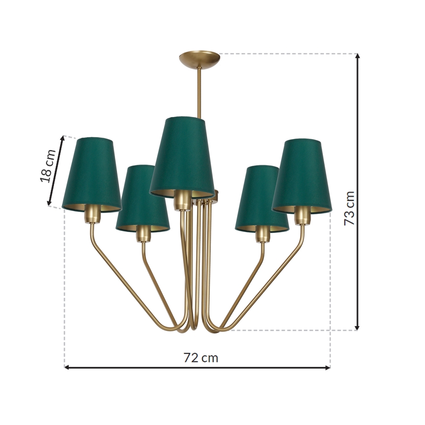 Lestenec na drogu VICTORIA 5xE27/60W/230V zelena