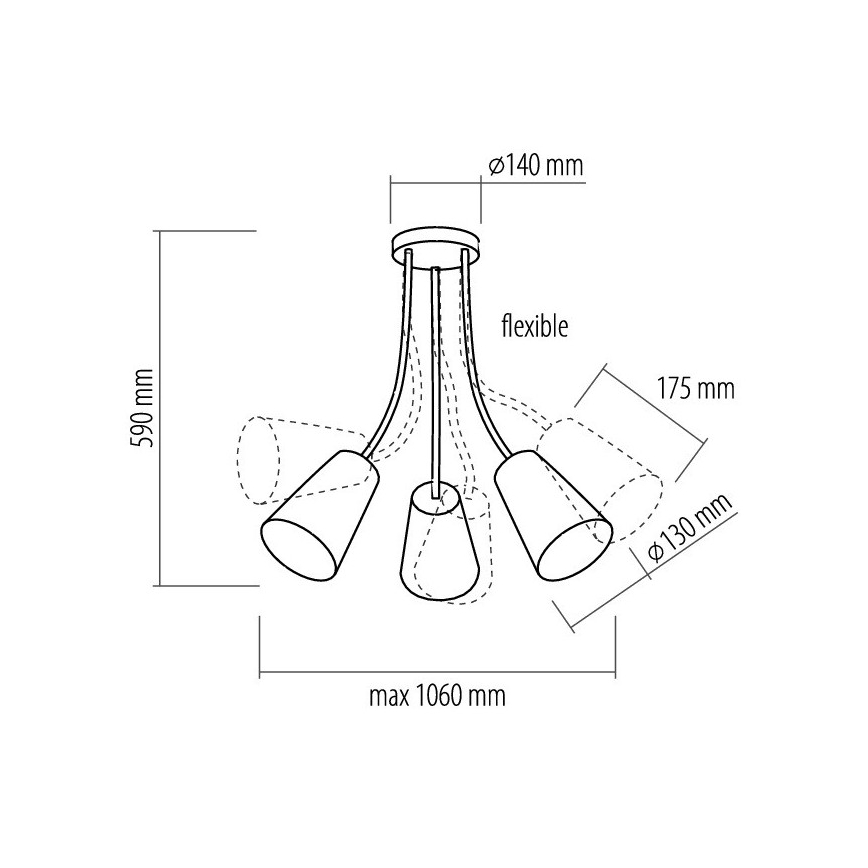 Lestenec na drogu WIRE COLOUR 3xE27/60W/230V