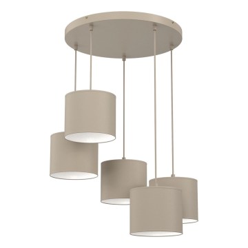 Lestenec na jeklenem lanku ARDEN 5xE27/15W/230V premer 44 cm bež
