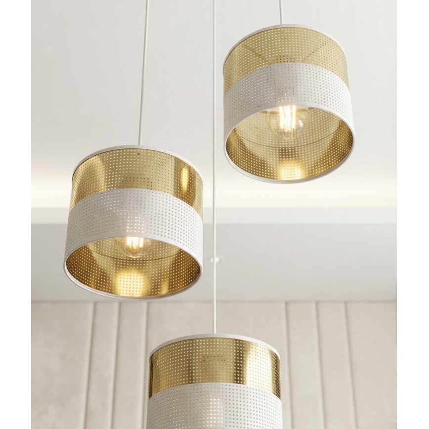 Lestenec na jeklenem lanku LUX 3xE27/15W/230V bela/zlata