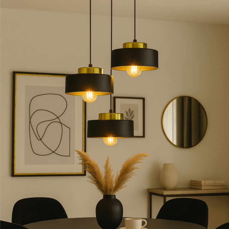 Lestenec na kabel IGNIA 3xE27/60W/230V črna
