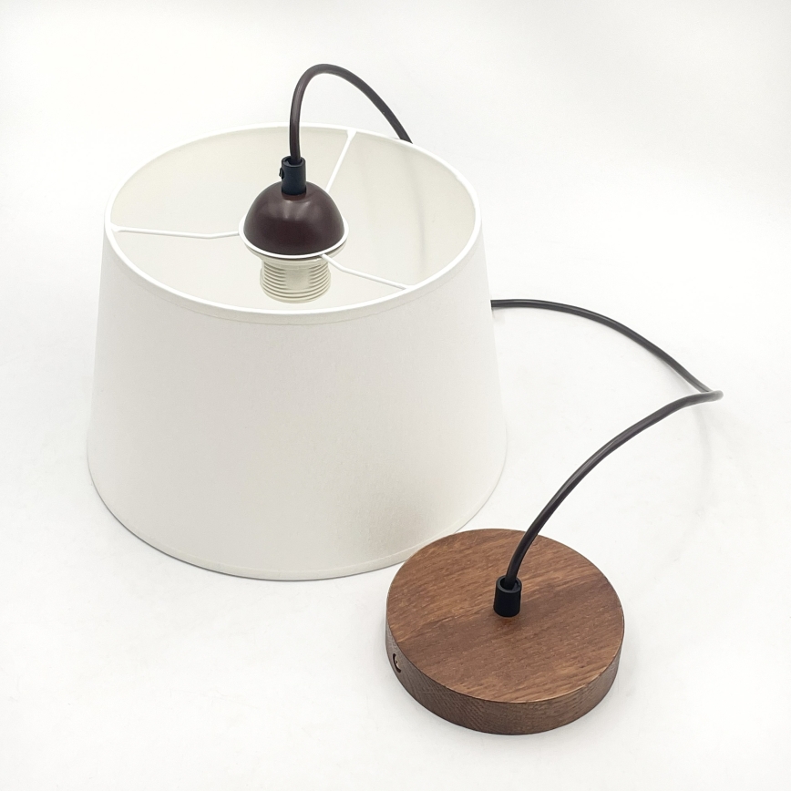 Lestenec na kabelu AIDA 1xE27/60W/230V, premer 25 cm, hrast/oreh/bela