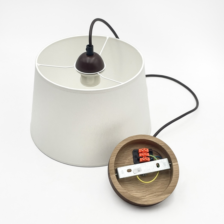 Lestenec na kabelu AIDA 1xE27/60W/230V, premer 25 cm, hrast/oreh/bela