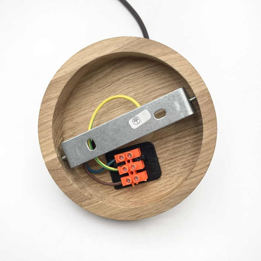 Lestenec na kabelu AIDA 1xE27/60W/230V, premer 25 cm, hrast/oreh/bela