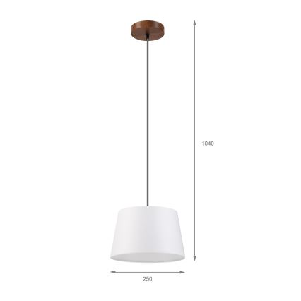 Lestenec na kabelu AIDA 1xE27/60W/230V, premer 25 cm, hrast/oreh/bela