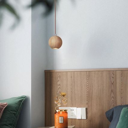 Lestenec na kablu 1xGU10/10W/230V, premer 11 cm, iz masivnega jesena