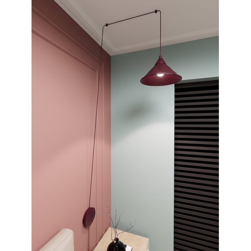 Lestenec na kablu ABRAMO 1xE27/15W/230V rdeča