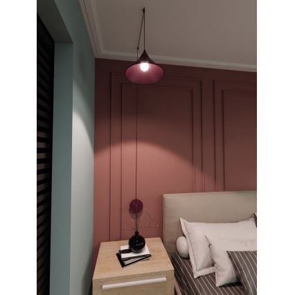 Lestenec na kablu ABRAMO 1xE27/15W/230V rdeča