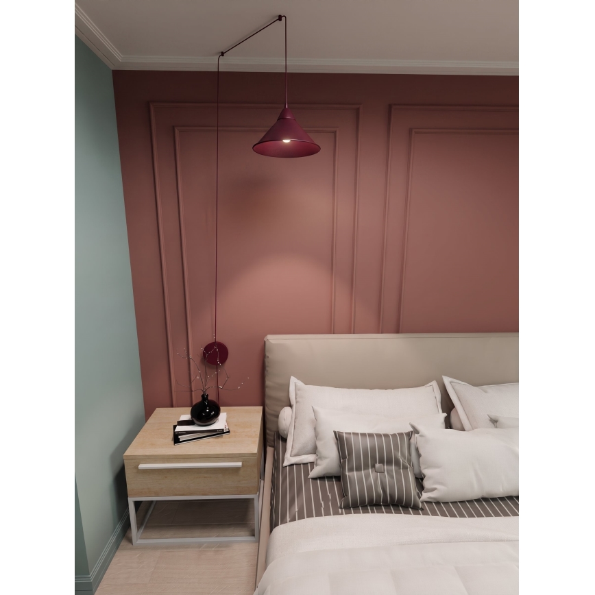 Lestenec na kablu ABRAMO 1xE27/15W/230V rdeča
