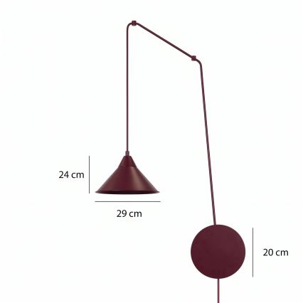Lestenec na kablu ABRAMO 1xE27/15W/230V rdeča