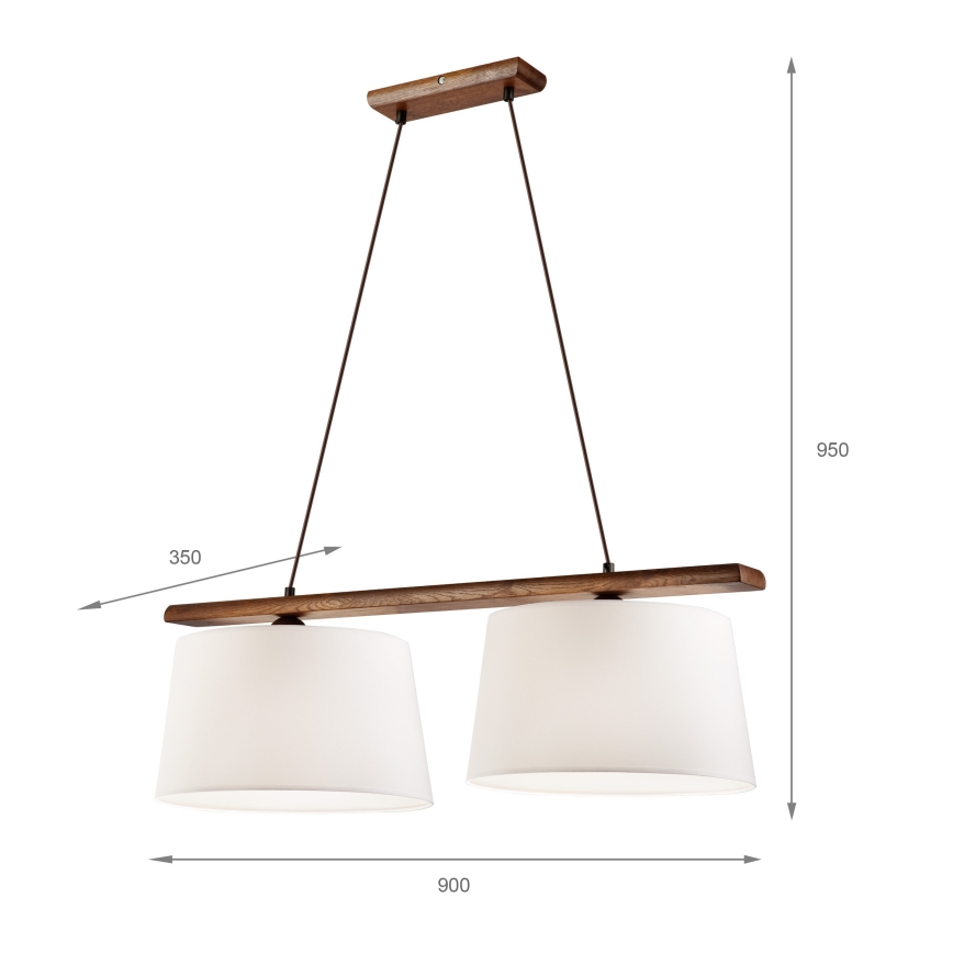 Lestenec na kablu AIDA 2xE27/60W/230V premer 35 cm hrast/oreh