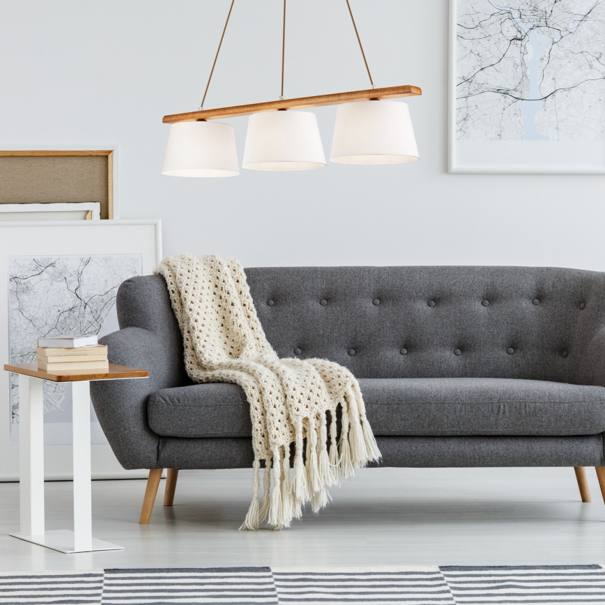 Lestenec na kablu AIDA 3xE27/60W/230V premer 25 cm hrast