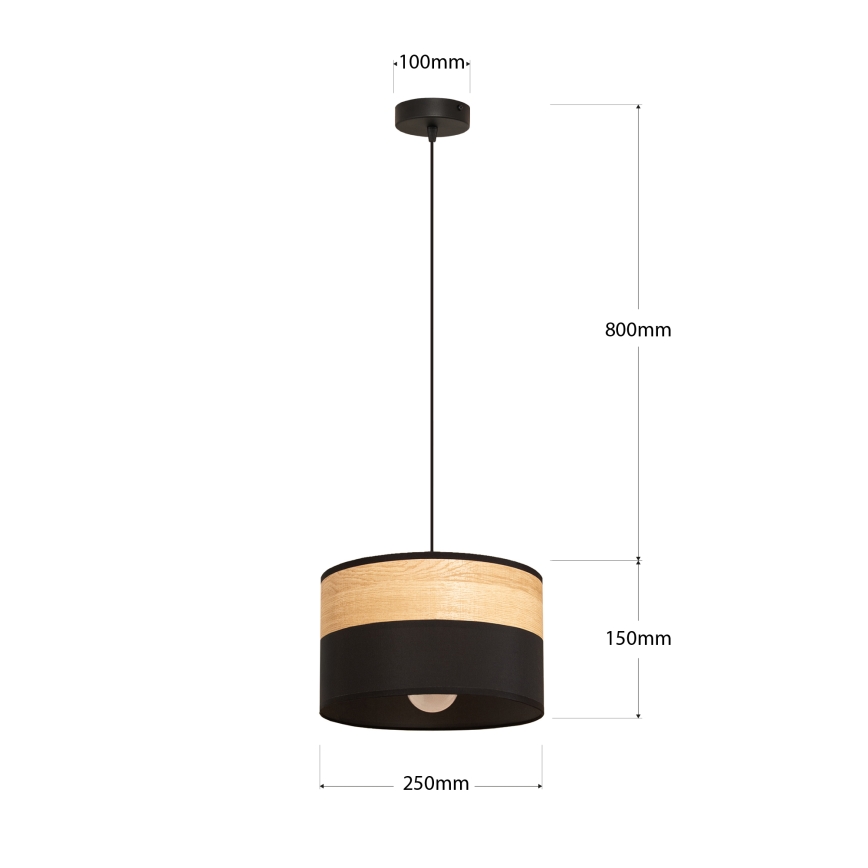 Lestenec na kablu ALBA 1xE27/15W/230V premer 25 cm črna/rjava