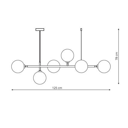 Lestenec na kablu ALISA 6xE14/40W/230V v zlati barvi