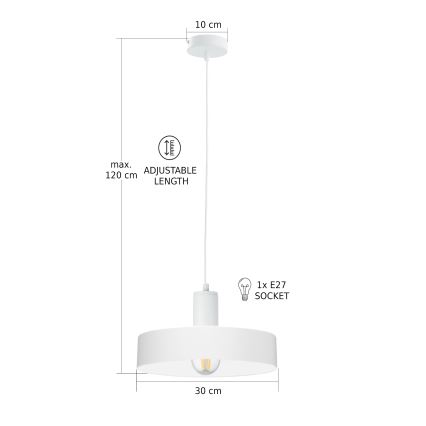 Lestenec na kablu ARCANE 1xE27/60W/230V, bel