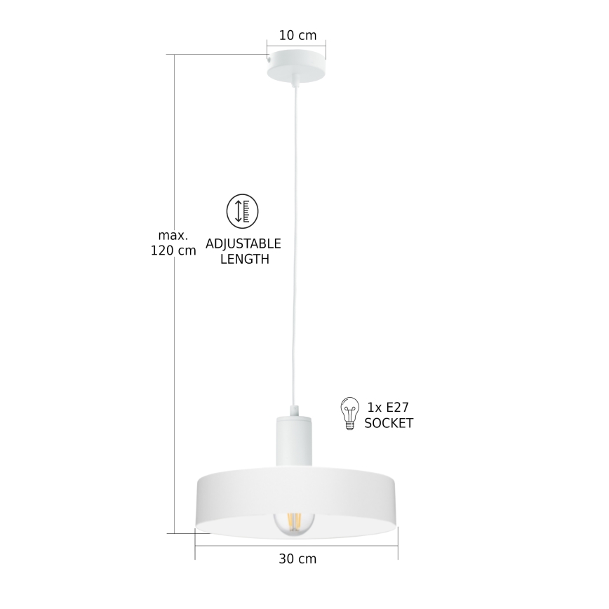 Lestenec na kablu ARCANE 1xE27/60W/230V, bel