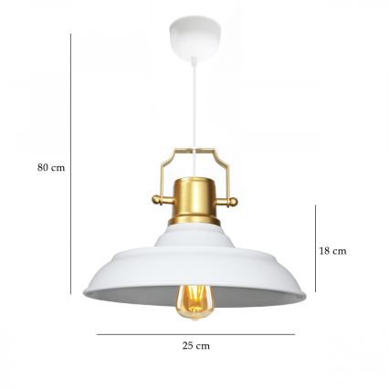 Lestenec na kablu AYD 1xE27/40W/230V, bela/zlata