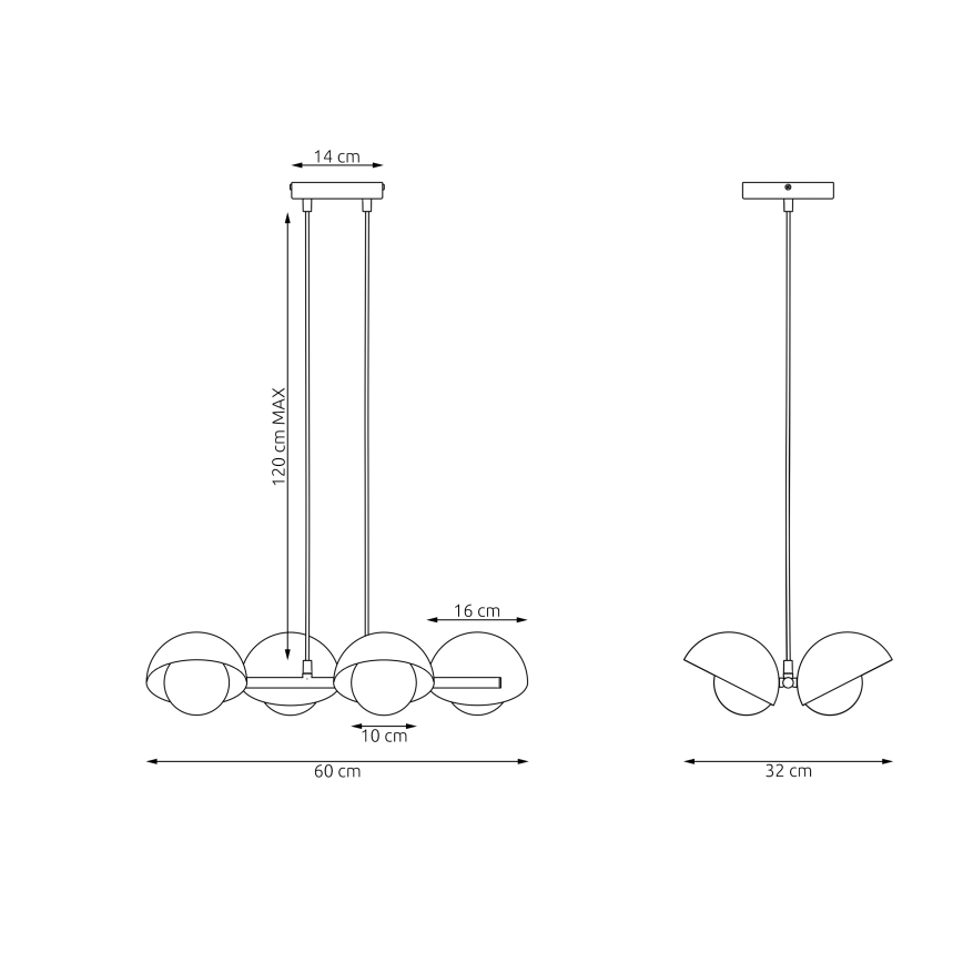 Lestenec na kablu BOOM 4xG9/8W/230V oranžen
