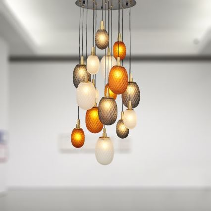 Lestenec na kablu CACTUS 16xG9/5W/230V meden/siv/bel