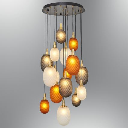 Lestenec na kablu CACTUS 16xG9/5W/230V meden/siv/bel