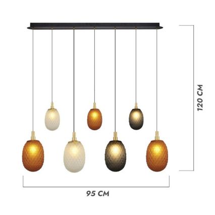 Lestenec na kablu CACTUS 7xG9/5W/230V v bakreni/sivi/beli barvi