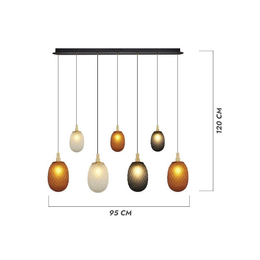 Lestenec na kablu CACTUS 7xG9/5W/230V v bakreni/sivi/beli barvi