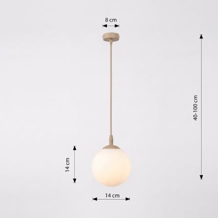 Lestenec na kablu COSMO 1xE14/10W/230V Ø 14 cm bež/bela