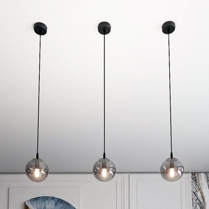 Lestenec na kablu COSMO 1xE14/10W/230V Ø 14 cm črna/dimno črna