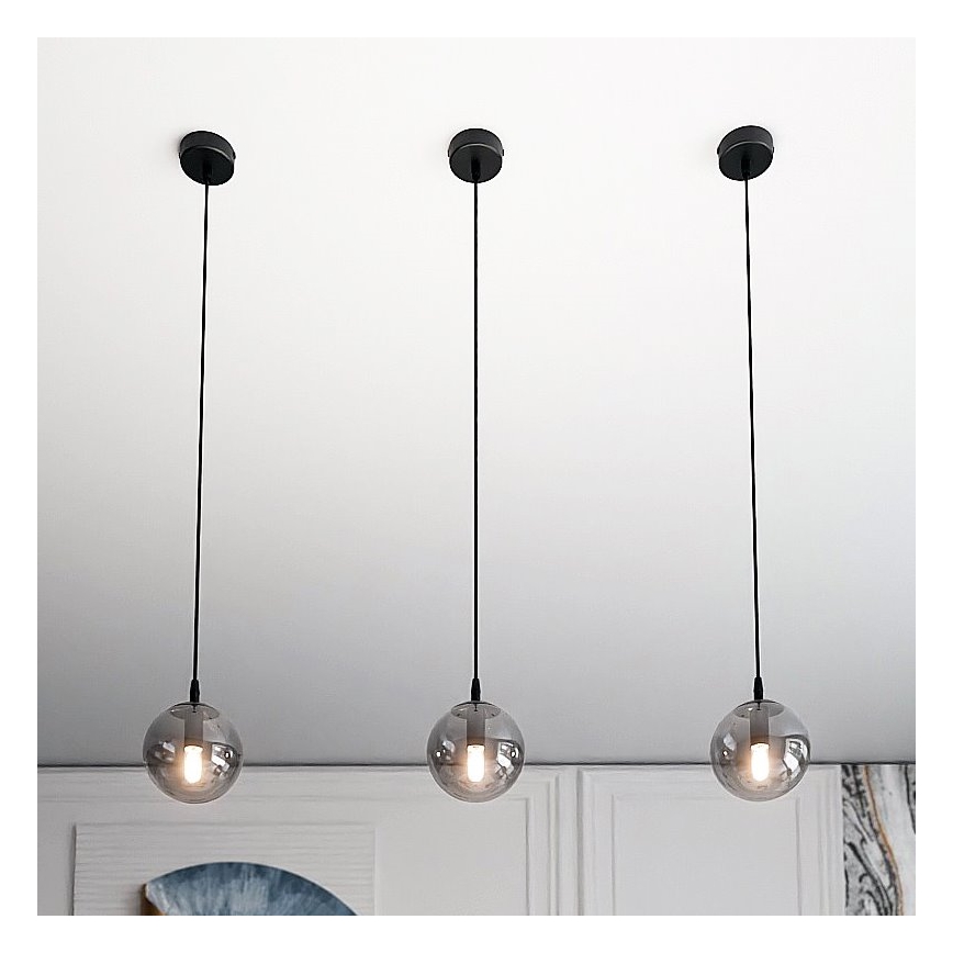 Lestenec na kablu COSMO 1xE14/10W/230V Ø 14 cm črna/dimno črna