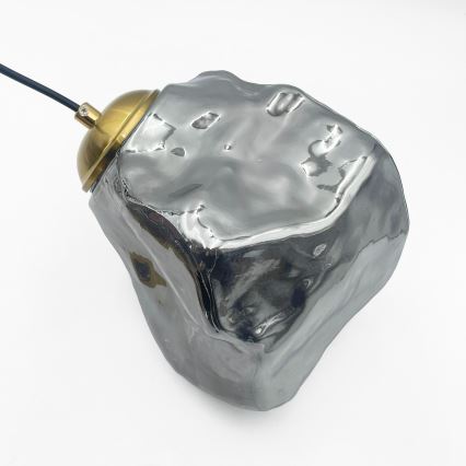 Lestenec na kablu CRISTAL 3xE14/15W/230V medenina/dimno črna