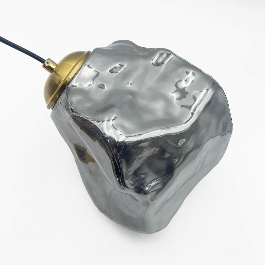 Lestenec na kablu CRISTAL 3xE14/15W/230V medenina/dimno črna