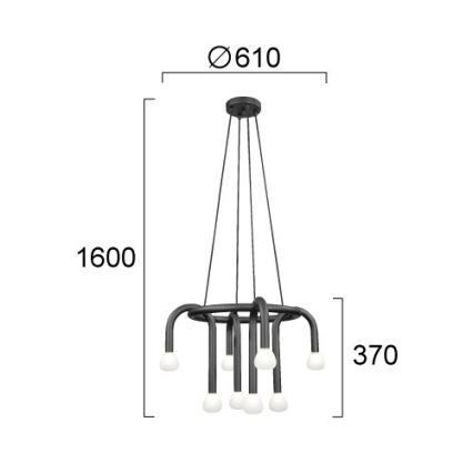 Lestenec na kablu DELORI 8xG9/28W/230V črna