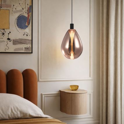 Lestenec na kablu DENSO 1xG9/5W/230V Ø 20 cm bakrena/črna