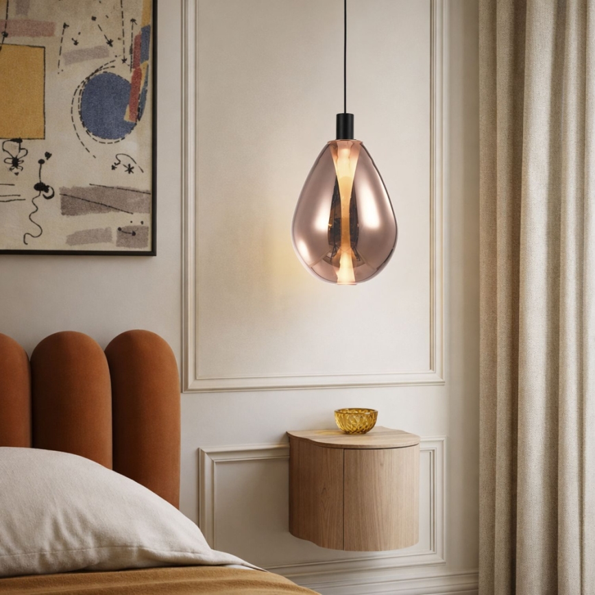 Lestenec na kablu DENSO 1xG9/5W/230V Ø 20 cm bakrena/črna