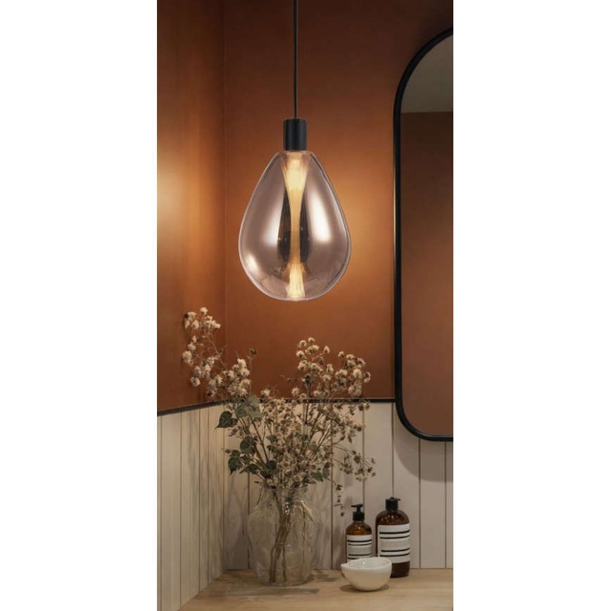 Lestenec na kablu DENSO 1xG9/5W/230V Ø 20 cm bakrena/črna