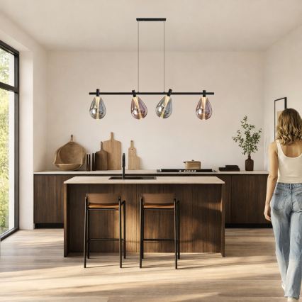 Lestenec na kablu DENSO 4xG9/5W/230V črni krom/meden