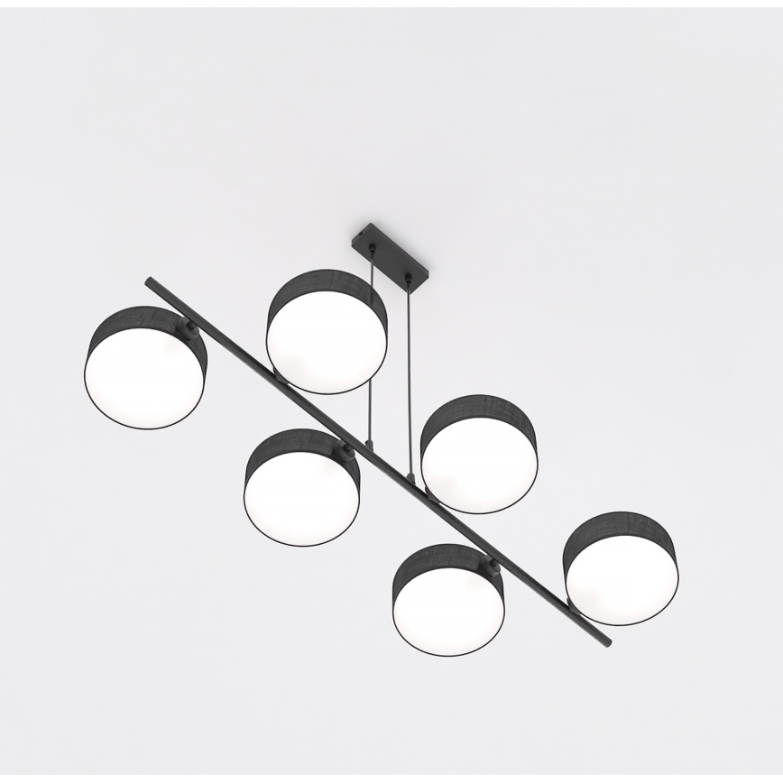 Lestenec na kablu DRUMZ 6xE14/10W/230V črn